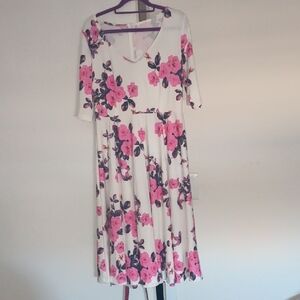 Floral Pink and White Dress